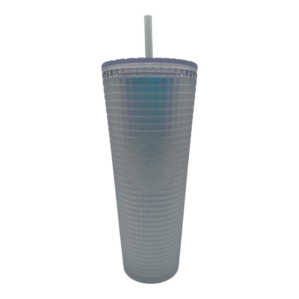 Starbucks White Frosted Grid Iridescent 24 Oz. Tumbler‎ 2022